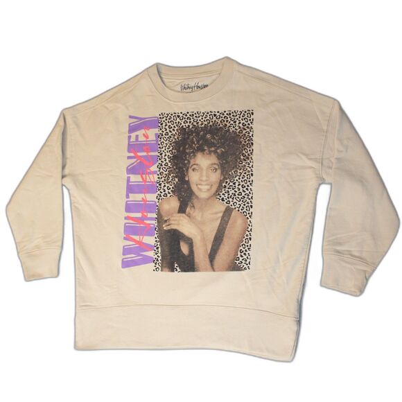 Whitney Houston Size Small Beige Sweatshirt NICE - Picture 1 of 6